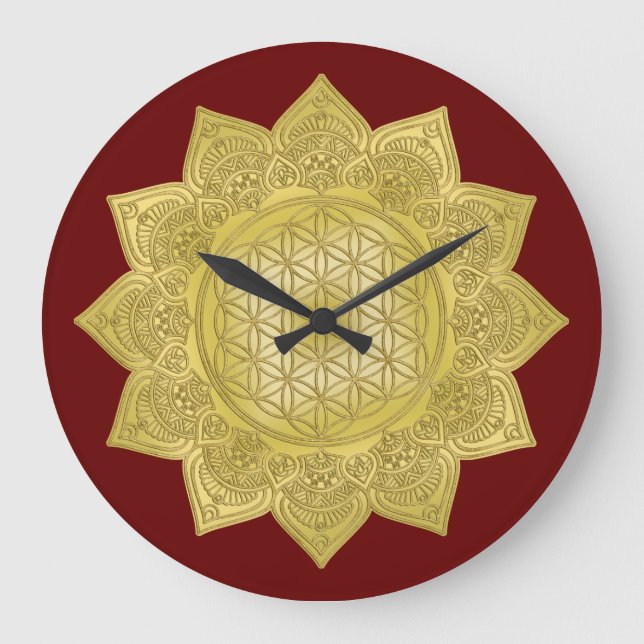 Flower Of Life - Indian Mandala 4 Large Clock (Front)