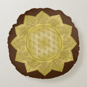 Flower Of Life - Indian Mandala 4 Round Cushion