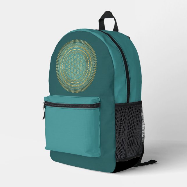 Flower Of Life - Indigenous Mandala 1 Printed Backpack (Back Corner Right)