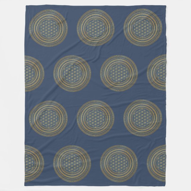 Flower Of Life - Indigenous Mandala 2 Fleece Blanket (Front)