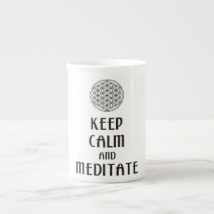 Flower of Life - KEEP CALM and MEDITATE Bone China Mug