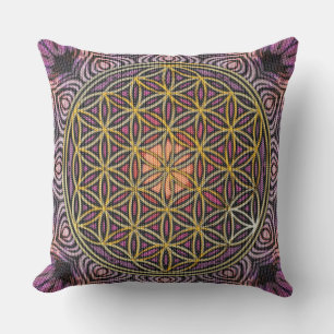 Flower Of Life - knitting seamless pattern V Cushion