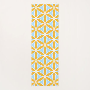 Flower of Life Lg Pattern Orange White & Blue Yoga Mat