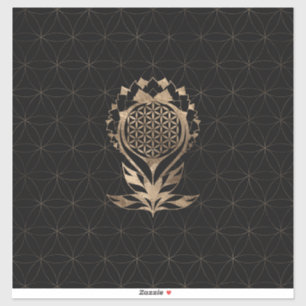 Flower of Life Lotus - Black and Gold