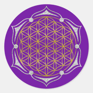 Flower Of Life - Lotus gold silver Classic Round Sticker