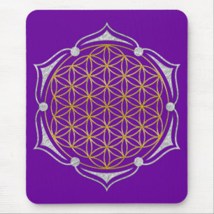 Flower Of Life - Lotus gold silver Mouse Pad