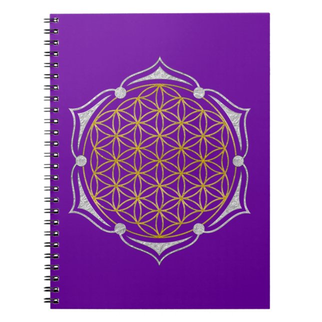 Flower Of Life - Lotus gold silver Notebook (Front)
