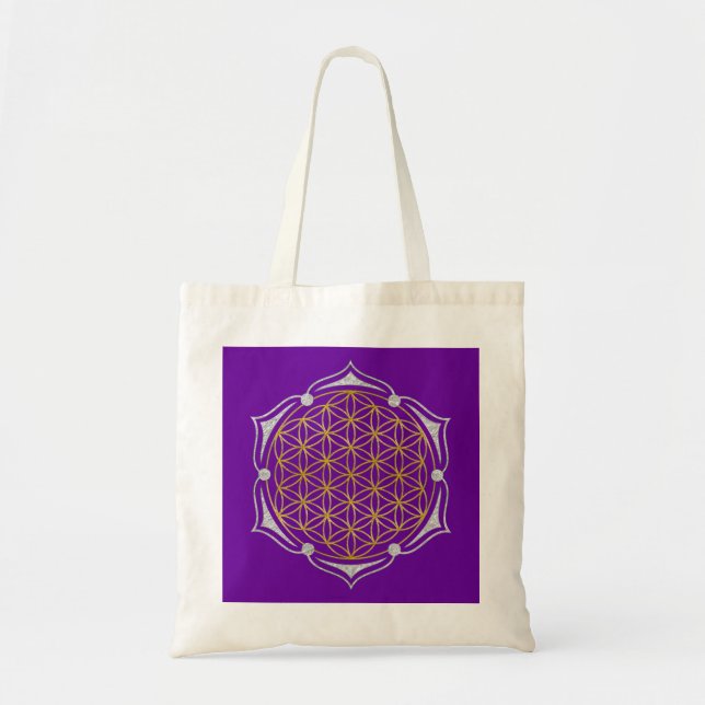 Flower Of Life - Lotus gold silver Tote Bag (Front)