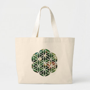 Flower of Life Lotus Painting Large Tote Bag