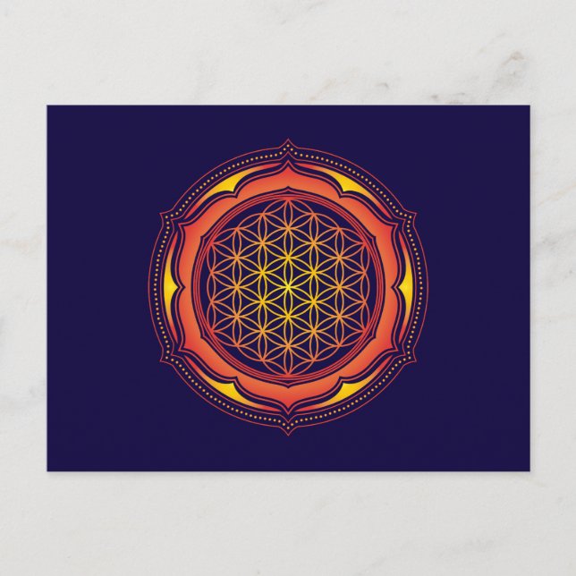 Flower of life, Lotus, Sacred Geometry, Buddhism Postcard (Front)
