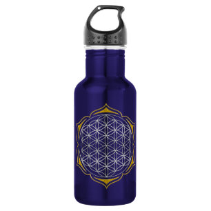 Flower Of Life - Lotus silver gold 532 Ml Water Bottle