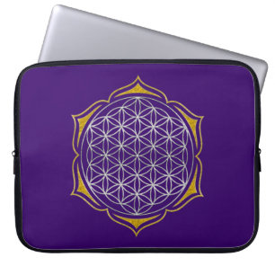 Flower Of Life - Lotus silver gold Laptop Sleeve