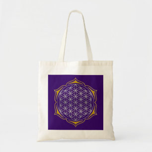 Flower Of Life - Lotus silver gold Tote Bag