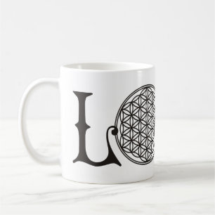 Flower Of Life - LOVE lettering tattoo black Coffee Mug