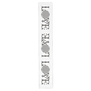 Flower Of Life - LOVE lettering tattoo black Long Table Runner