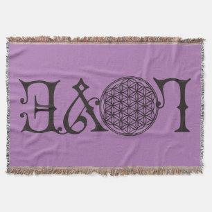 Flower Of Life - LOVE lettering tattoo black Throw Blanket