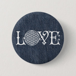 Flower Of Life - LOVE lettering tattoo white 6 Cm Round Badge