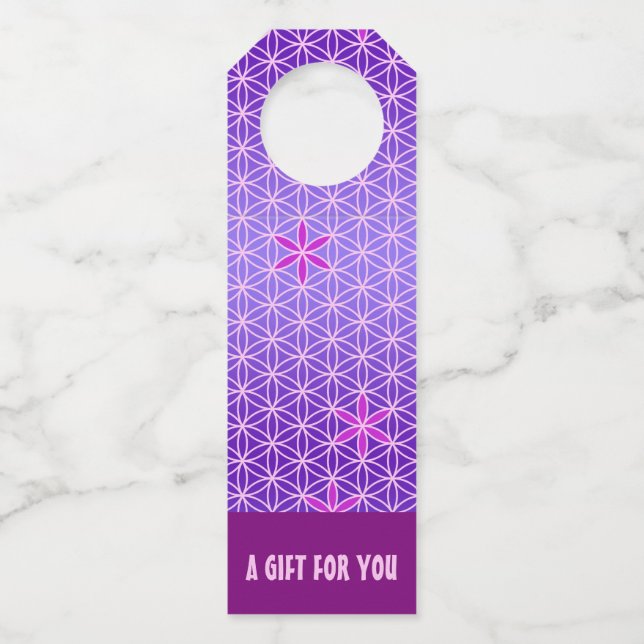 FLOWER OF LIFE - magenta pink pattern Bottle Tag (Front)