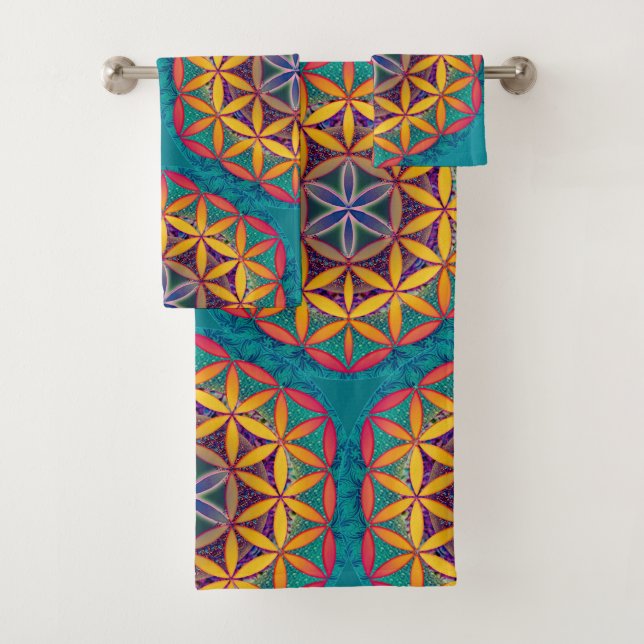 Flower of Life Mandala Bath Towel Set (Insitu)