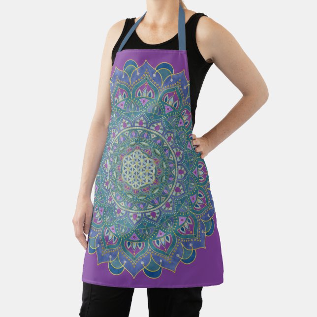 Flower Of Life - Mandala India Style 1 Apron (Insitu)
