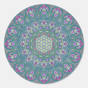 Flower Of Life - Mandala India Style 1 Classic Round Sticker