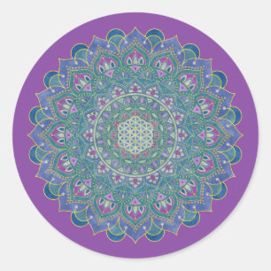 Flower Of Life - Mandala India Style 1 Classic Round Sticker
