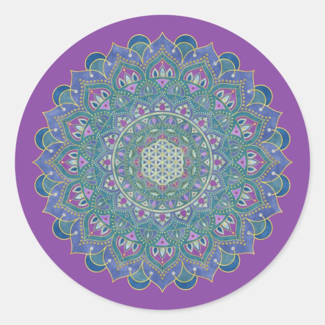 Flower Of Life - Mandala India Style 1 Classic Round Sticker (Front)