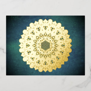 Flower Of Life - Mandala India Style 1 Foil Holiday Postcard