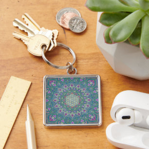 Flower Of Life - Mandala India Style 1 Key Ring