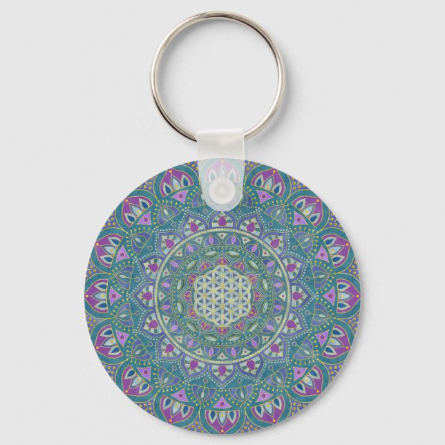 Flower Of Life - Mandala India Style 1 Key Ring (Front)