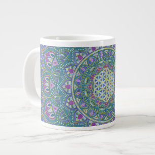 Flower Of Life - Mandala India Style 1 Large Coffee Mug