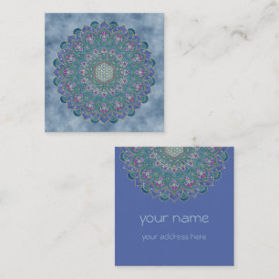 Flower Of Life - Mandala India Style 1 Square Business Card