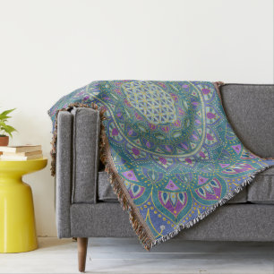 Flower Of Life - Mandala India Style 1 Throw Blanket