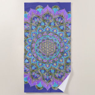Flower Of Life - Mandala India Style 2 Beach Towel