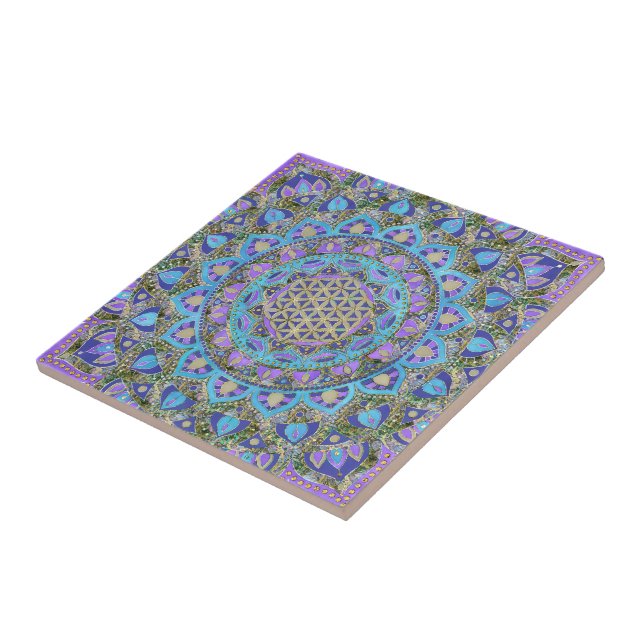 Flower Of Life - Mandala India Style 2 Ceramic Tile (Side)