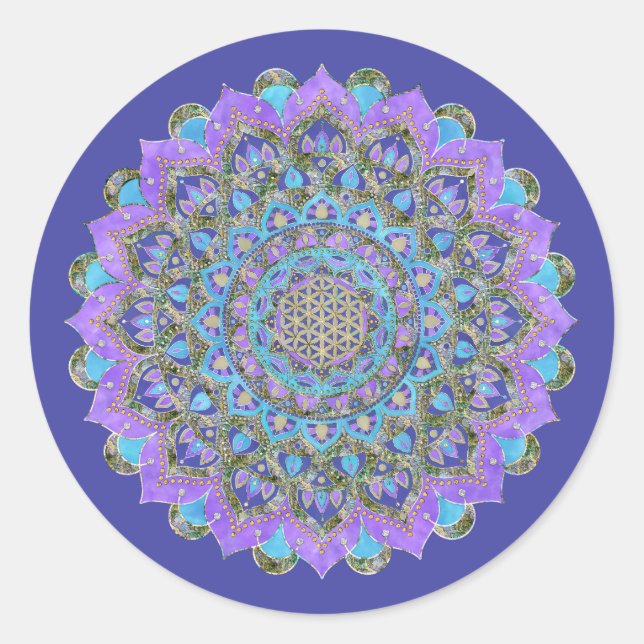 Flower Of Life - Mandala India Style 2 Classic Round Sticker (Front)