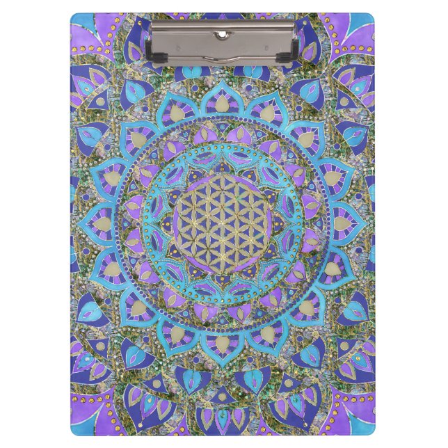 Flower Of Life - Mandala India Style 2 Clipboard (Front)