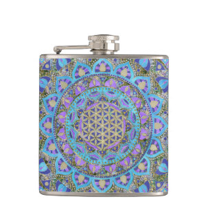 Flower Of Life - Mandala India Style 2 Hip Flask