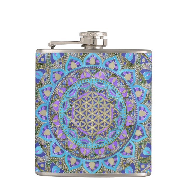 Flower Of Life - Mandala India Style 2 Hip Flask (Front)