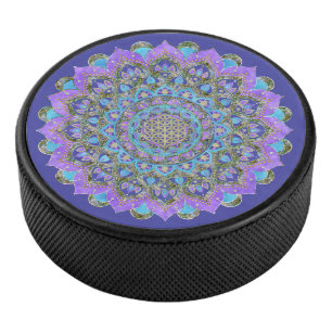 Flower Of Life - Mandala India Style 2 Hockey Puck