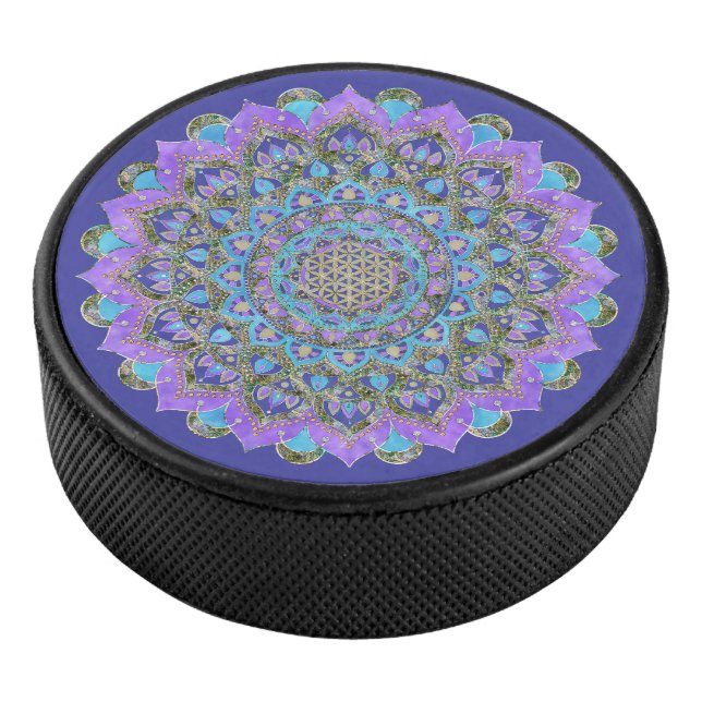 Flower Of Life - Mandala India Style 2 Hockey Puck (3/4)
