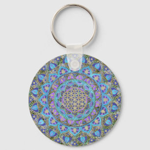 Flower Of Life - Mandala India Style 2 Key Ring