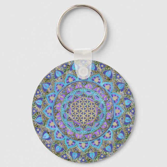 Flower Of Life - Mandala India Style 2 Key Ring (Front)