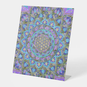 Flower Of Life - Mandala India Style 2 Pedestal Sign