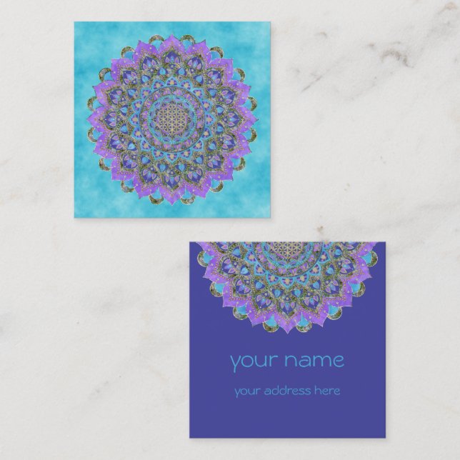 Flower Of Life - Mandala India Style 2 Square Business Card (Front/Back)