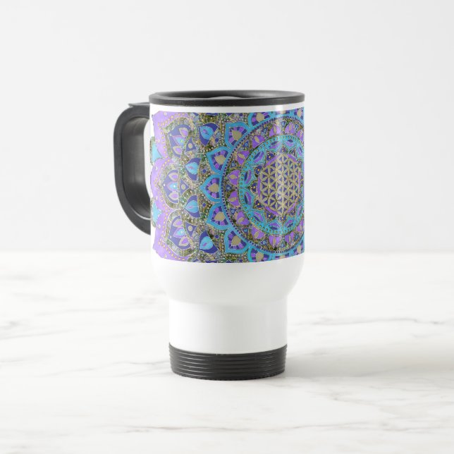 Flower Of Life - Mandala India Style 2 Travel Mug (Front Left)