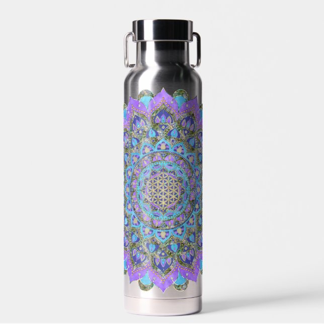 Flower Of Life - Mandala India Style 2 Water Bottle (Front)