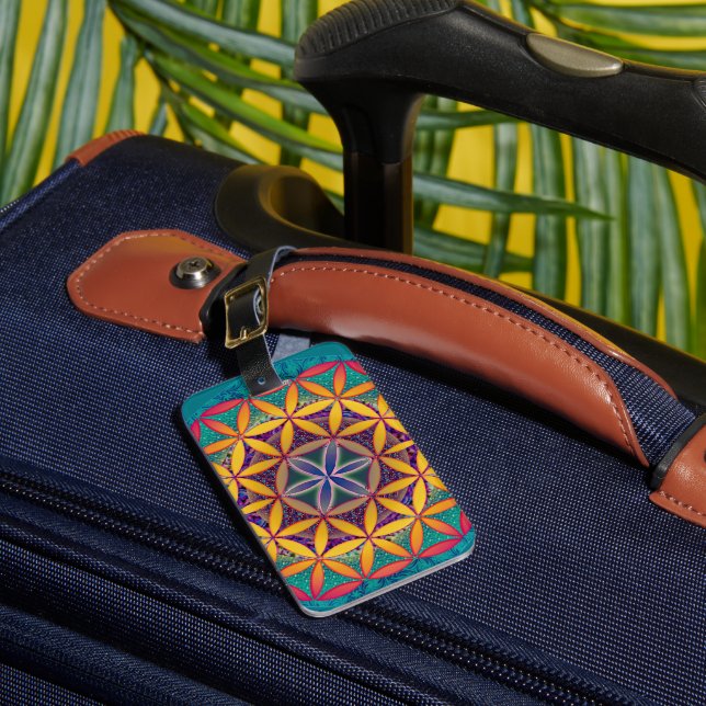 Flower of Life Mandala Luggage Tag (Front Insitu 1)