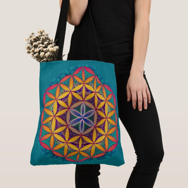 Flower of Life Mandala Tote Bag (Close Up)