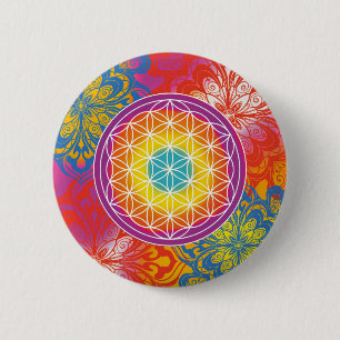 Flower of life mandala zen 6 cm round badge